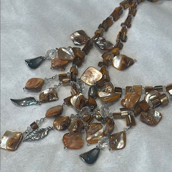 Double strand bohemian amber glass charm Multi-Tone Necklace one size - Picture 2 of 6